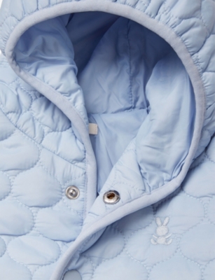 Benetton Pale Blue Quilted Waterproof Nylon Jacket 1-18 In Blue