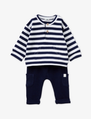 BENETTON: Striped Stretch-Cotton Top and Trouser Set 1-18 Months