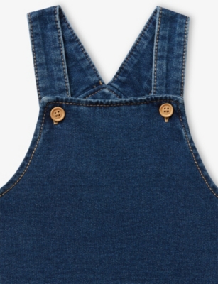 BENETTON: Contrast-Stitched Denim Dungarees 1-18 Months