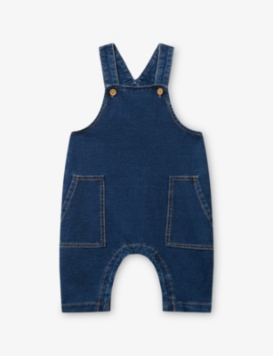 BENETTON: Contrast-Stitched Denim Dungarees 1-18 Months