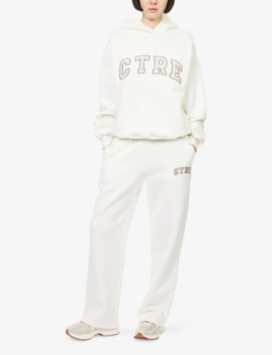 The Couture Club Womens Off White Ctre Relaxed-fit Cotton-jersey Hoodie In White