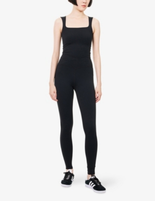 The Couture Club Womens Black Sculpt Crossover Workout Leggings In Blue