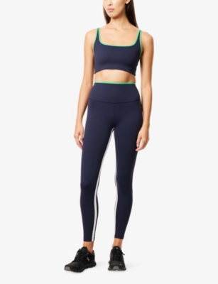 Splits59 Womens Indigo/grass Easton Rigor 7/8 High-rise Stretch-jersey Leggings In Blue