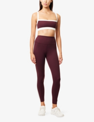 Splits59 Womens Dark Cherry Clare High-waist Rigor 7/8 Stretch-jersey Leggings In Burgundy