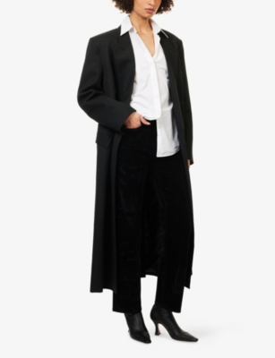 Paige Womens Onyx Rich Velvet Stevie Straight-leg Modal And Cotton-blend Jeans In Black