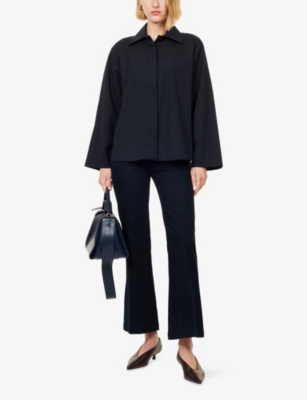 Paige Womens  Leenah Wide-leg Stretch-denim Blend Jeans In Blue