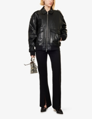 Paige Sofia Split Hem Flare Ponte Pants In Black