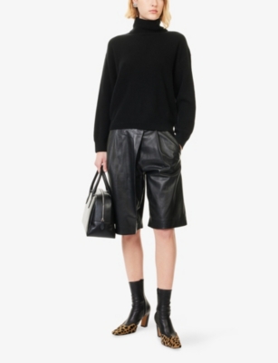 Paige Womens Black Aria Roll-neck Cashmere Jumper In Black