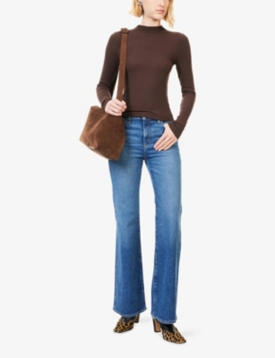 Paige Womens Dark Chocolate Henrietta Mock-neck Modal-blend Top In Brown