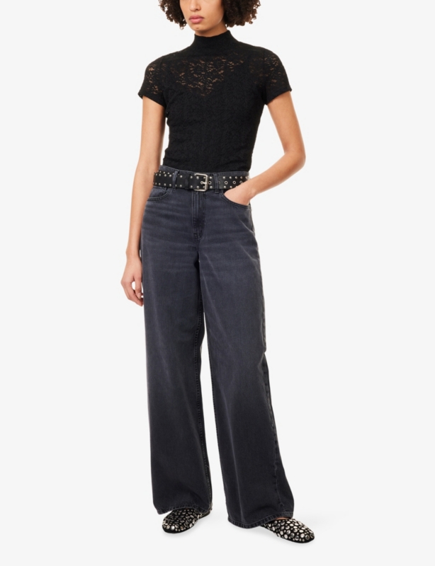 June Lace Stretch-Woven Top