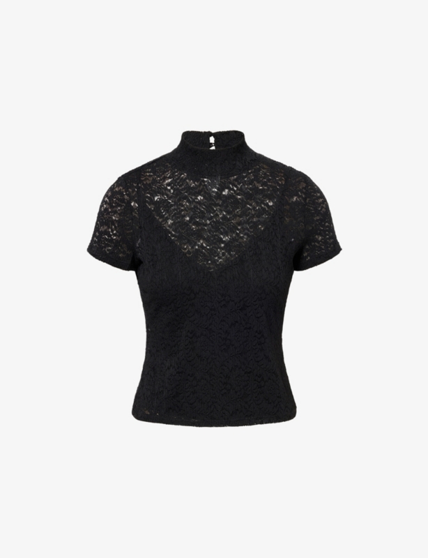 June Lace Stretch-Woven Top