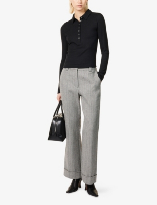 Paige Womens Black Eden Polo-collar Ribbed Knitted Top In Black