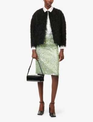 ERDEM: Fringed Cropped Fil Coupé Jacket