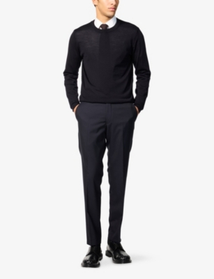 OSCAR JACOBSON: Diego Regular-Fit Microstructure Wool Trousers