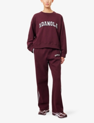 Adanola Womens Dark Chrry/marshmllw Wht Varsity Loose-fit Cotton-blend Sweatshirt Xl In Burgundy