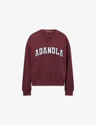 Adanola Womens Dark Chrry/marshmllw Wht Varsity Loose-fit Cotton-blend Sweatshirt Xl In Burgundy