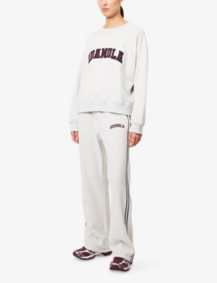 Adanola Womens  Varsity Loose-fit Cotton-blend Sweatshirt In White