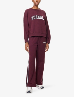 ADANOLA: Varsity Loose-Fit Straight-Leg Cotton-Jersey Jogging Bottoms