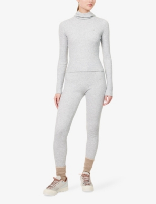 ADANOLA: Hooded Ribbed Knitted Top