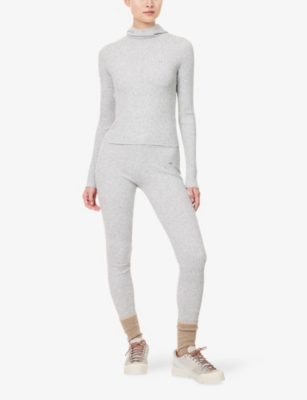 Adanola Womens  Ribbed High-rise Stretch Wool-blend Leggings In Gray