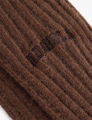 ADANOLA: Ribbed Brand-Embroidery Knitted Socks