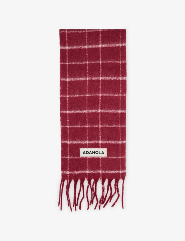 Checked Logo-Patch Woven Scarf