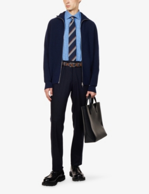 JOHN SMEDLEY: High-Neck Zip-Up Knitted Cashmere And Wool Cardigan