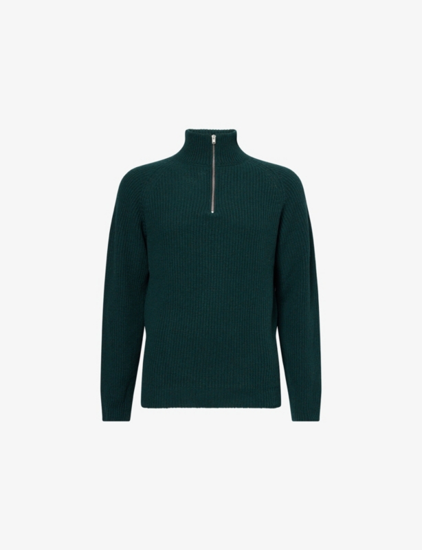 High-Neck Knitted Cashmere And Wool Jumper