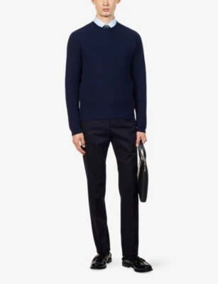 JOHN SMEDLEY: Crewneck Knitted Cashmere And Wool Jumper