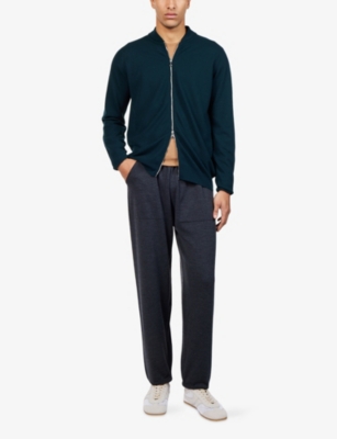 JOHN SMEDLEY: Textured Crewneck Wool Cardigan