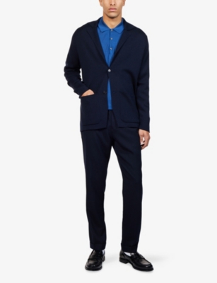 JOHN SMEDLEY: Notched-Collar Single-Breasted Wool Knitted Blazer