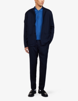 JOHN SMEDLEY: Knitted Long-Sleeve Wool Polo Top