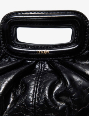 MAJE: Branded Textured Leather Clutch Bag