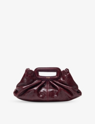 Womens Maje Branded Textured Leather Clutch Bag