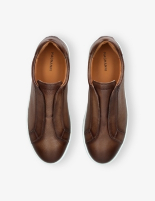 Magnanni Leather Laceless Sneakers In Brown