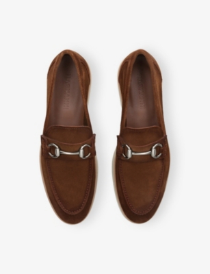 Magnanni Suede Horsebit Loafers In Brown