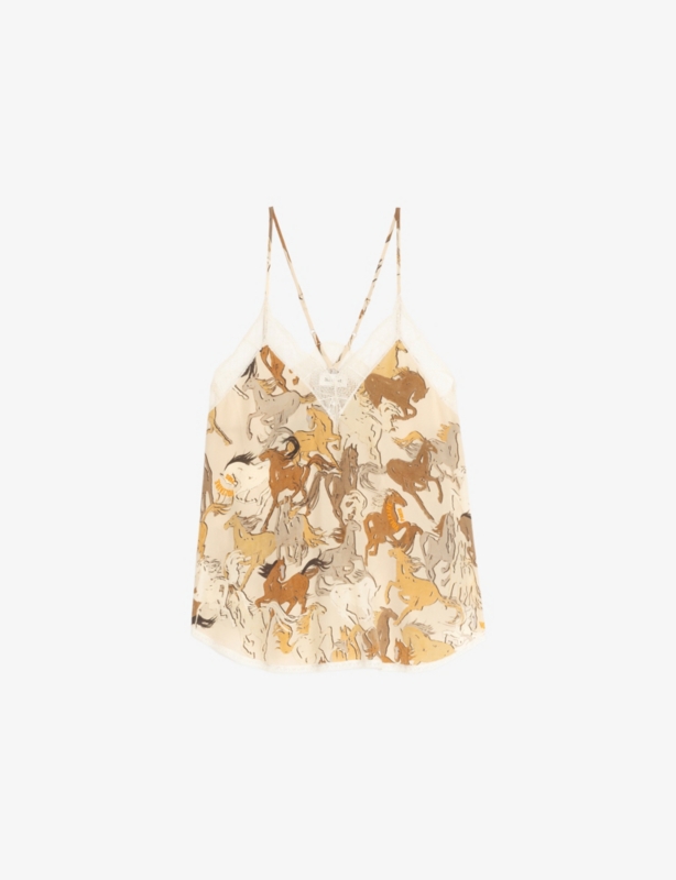 Christy Horse-Print Silk Top