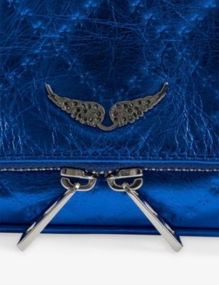 Zadig & Voltaire Womens Electric Rock Nano Leather Clutch Bag In Blue