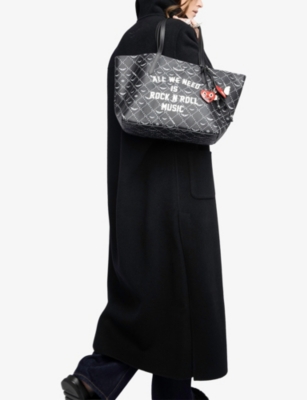 Zadig & Voltaire Womens Black Z Shopper Monogram Coated-canvas Tote Bag In Black