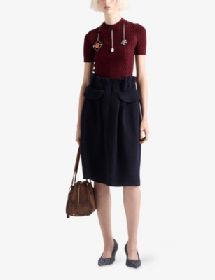PRADA: Pendant-Embellished Short-Sleeved Wool Jumper