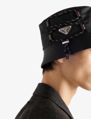 Prada Womens Black Speedrock Re-nylon Bucket Hat In Black