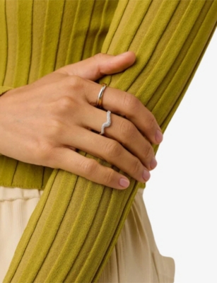 Missoma Womens Molten Snow Rhodium-plated Sterling-silver And Zirconia Stacking Ring In Metallic