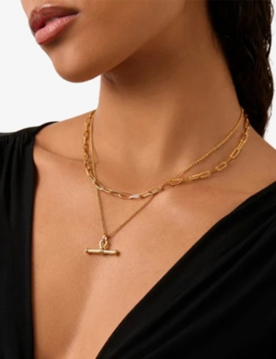 Missoma Womens Ridge T-bar 18ct Yellow Gold-plated Brass Pendant Necklace In Gold