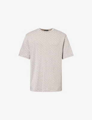 GIORGIO ARMANI: Geometric-Print Short-Sleeves Knitted T-Shirt