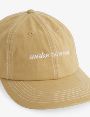Awake Ny Mens Tan Stitch Panel Cotton Cap In Neutral