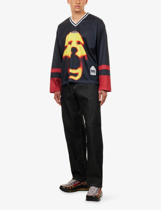 Hockey Graphic-Print Mesh Jersey Top