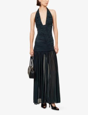 Christopher Esber Womens Orion Draped Woven Gown Liquorice In Blue