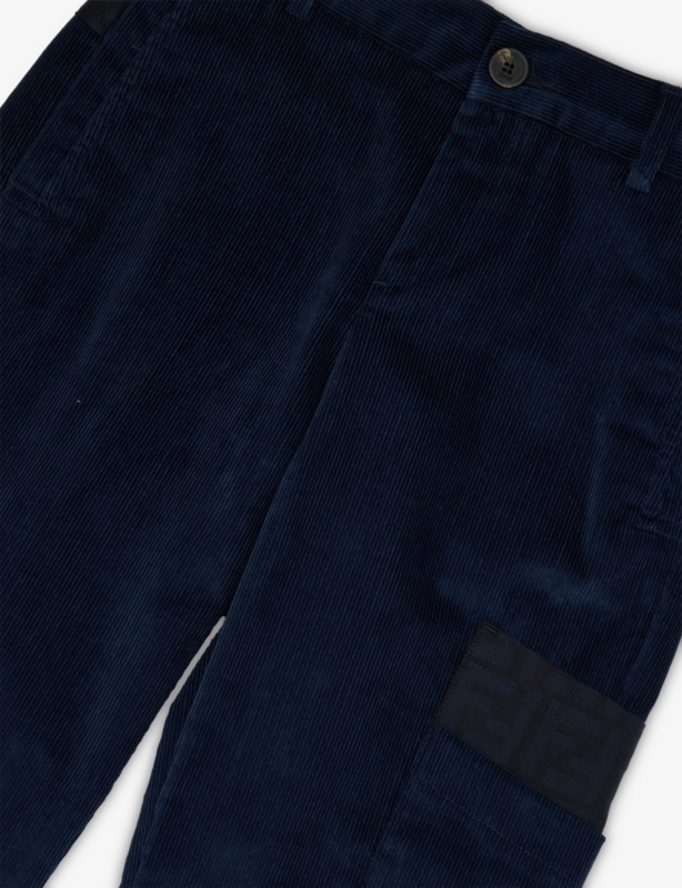 Logo-Panel Patch-Pocket Cotton-Corduroy Trousers