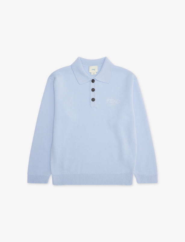 Brand-Embroidered Polo-Collar Wool Jumper 8-12 Years