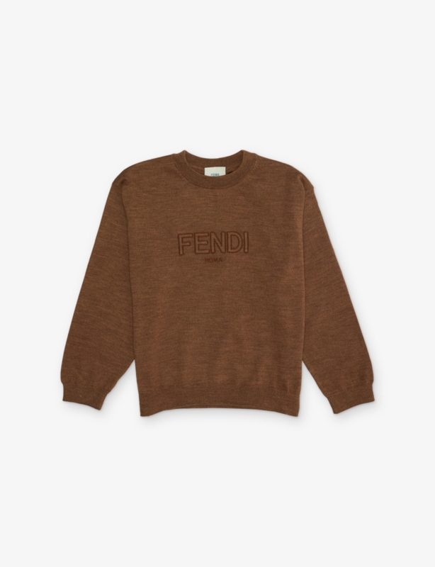 Brand-Embroidered Crewneck Wool Jumper 8-12 Years